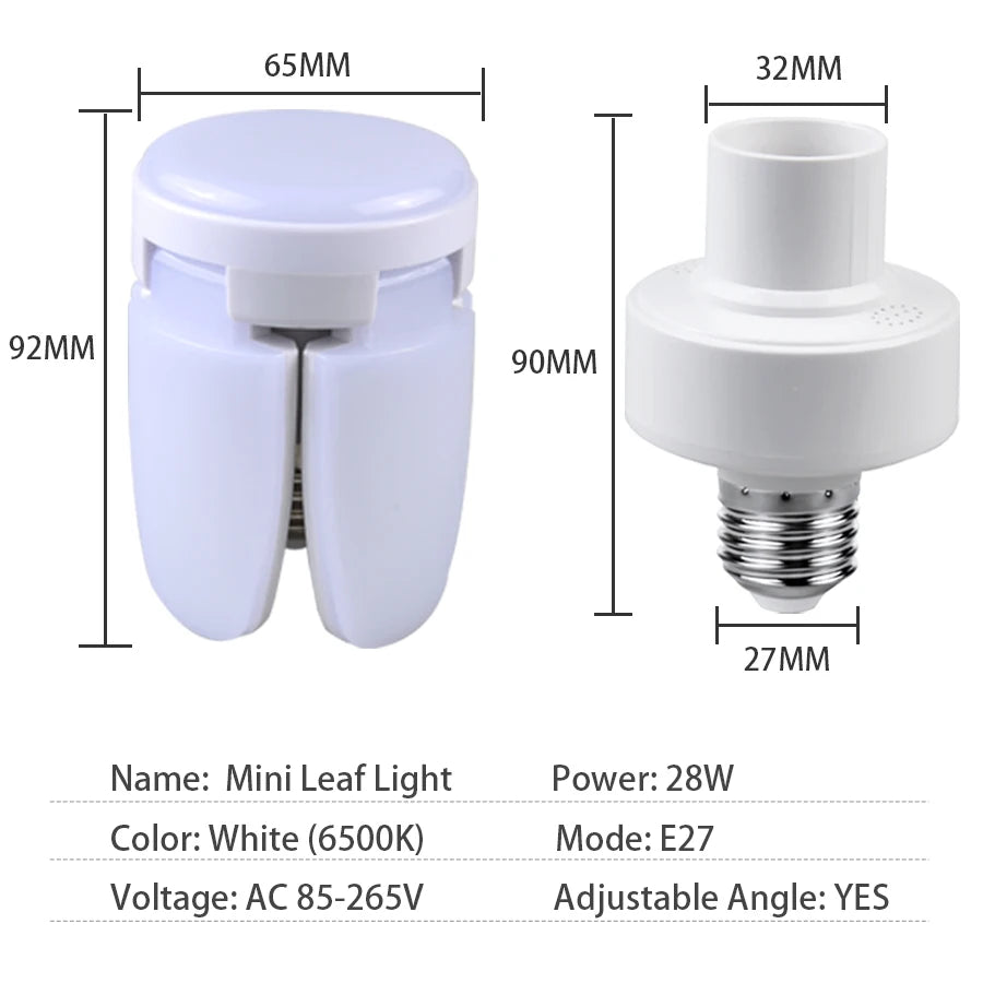 E27 LED Bulb Fan Blade Timing Lamp AC85-265V 28W Foldable Led Light Bulb Lampada For Home Ceiling Light With Remote Controller