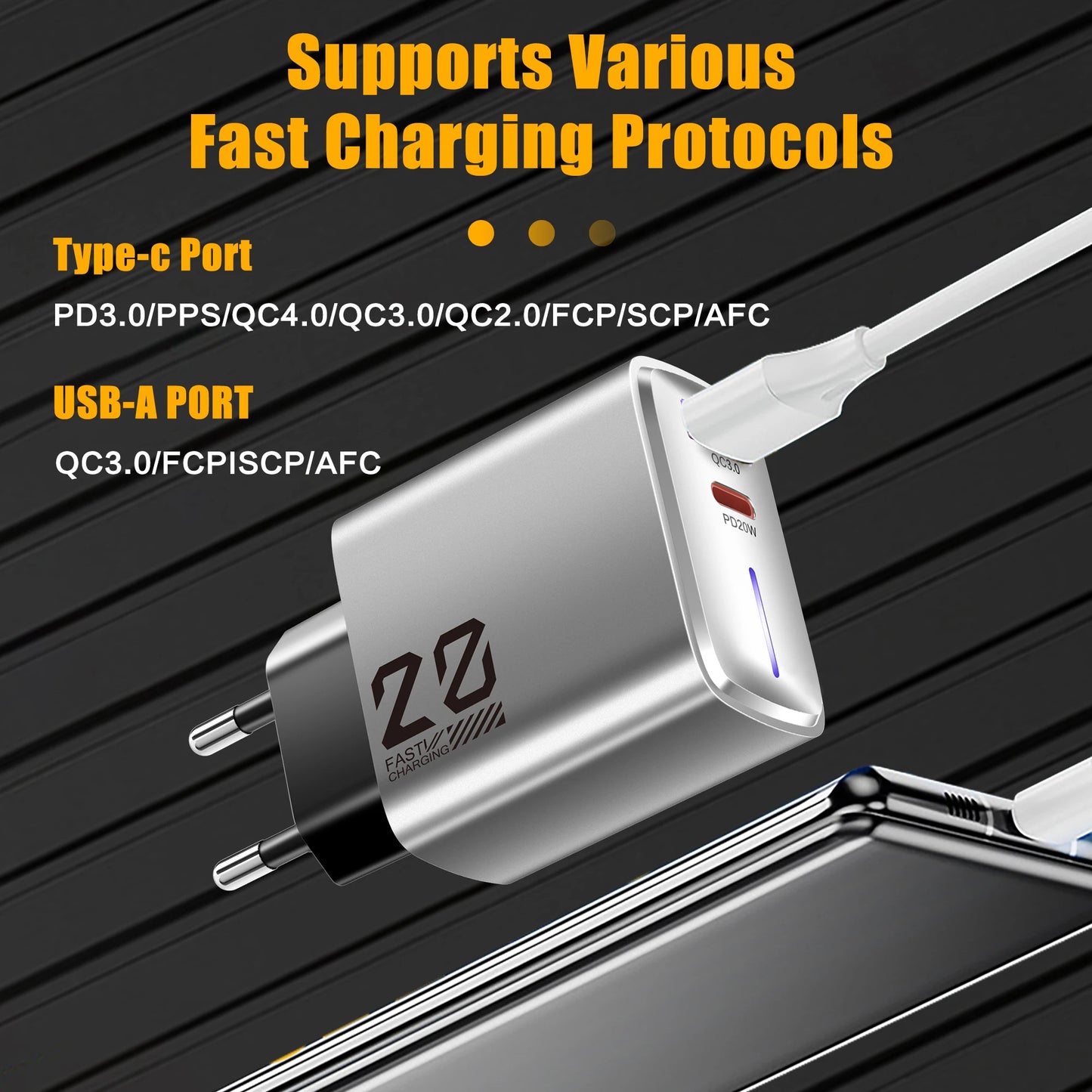 20W USB Type C Charger PD Fast Charging EU/US Plug Wall Charger For iPhone Samsung Xiaomi Quick Charge 3.0 Phone Charger Adapter