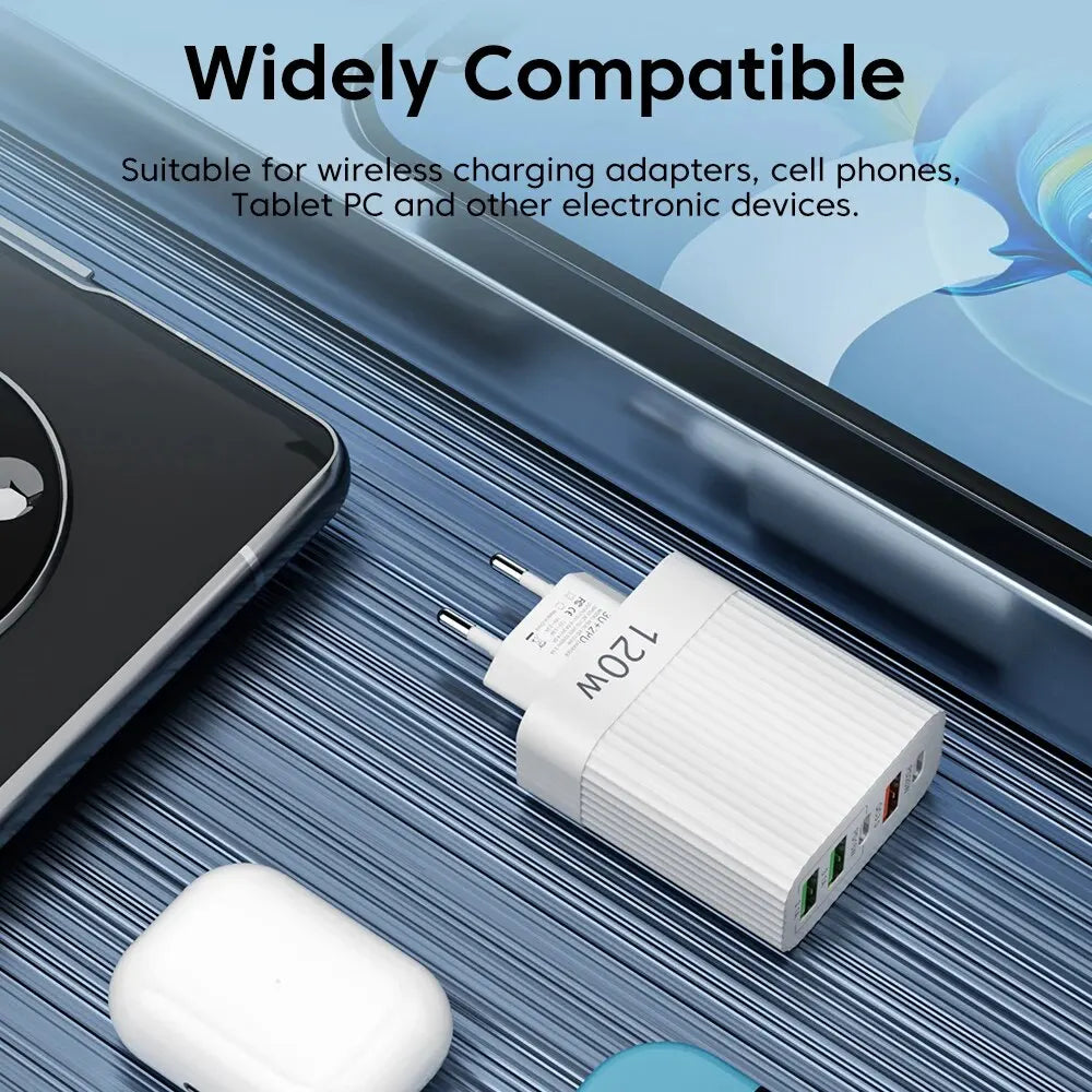 USB Fast Charger 5 Ports PD Type C Quick Charge Phone Charger Adapter For iPhone 15 Pro Samsung Xiaomi Huawei USB C Wall Charger