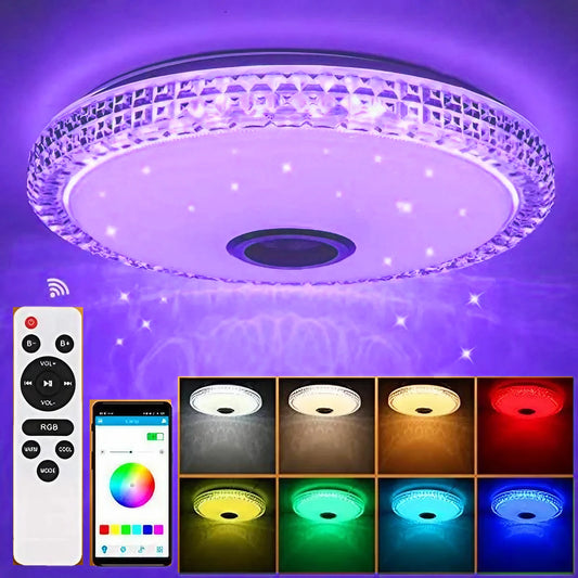 Smart Lamp Ceiling 300W RGB LED Lights Dimmable APP Control Bluetooth Speaker Home Bedroom Living Room Ambient Light