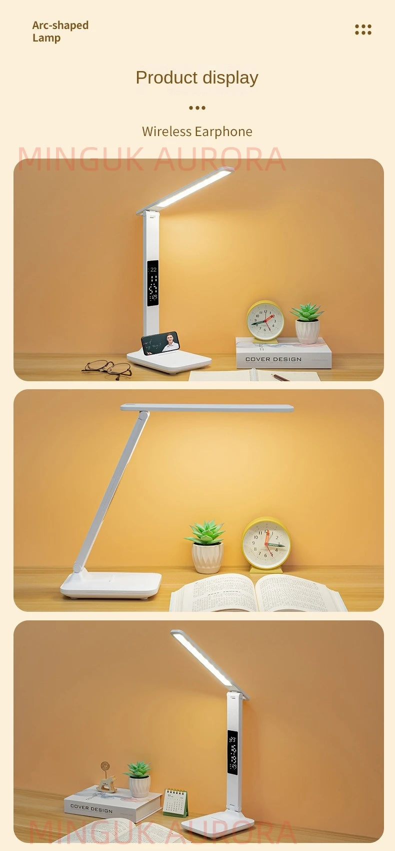 Table Lamp Rechargeable touch dimming color adjustment Led Clock Dispaly Reading Lights charging USB Children Desk Lamp