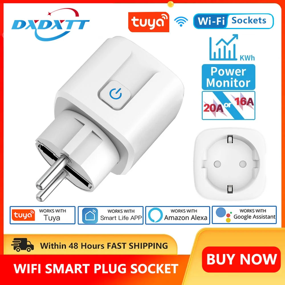 Smart Plug WiFi Socket EU 16A/20A With Power Monitor Timing Function Tuya Smart Life APP Works With Alexa Google Home