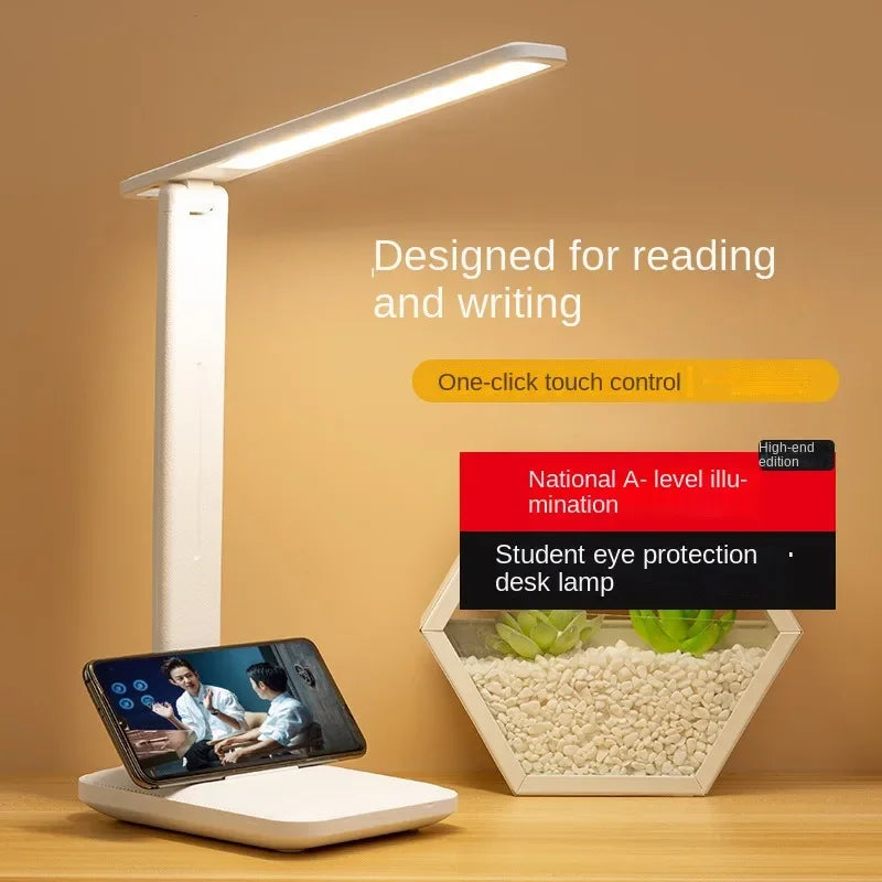 Table Lamp Rechargeable touch dimming color adjustment Led Clock Dispaly Reading Lights charging USB Children Desk Lamp