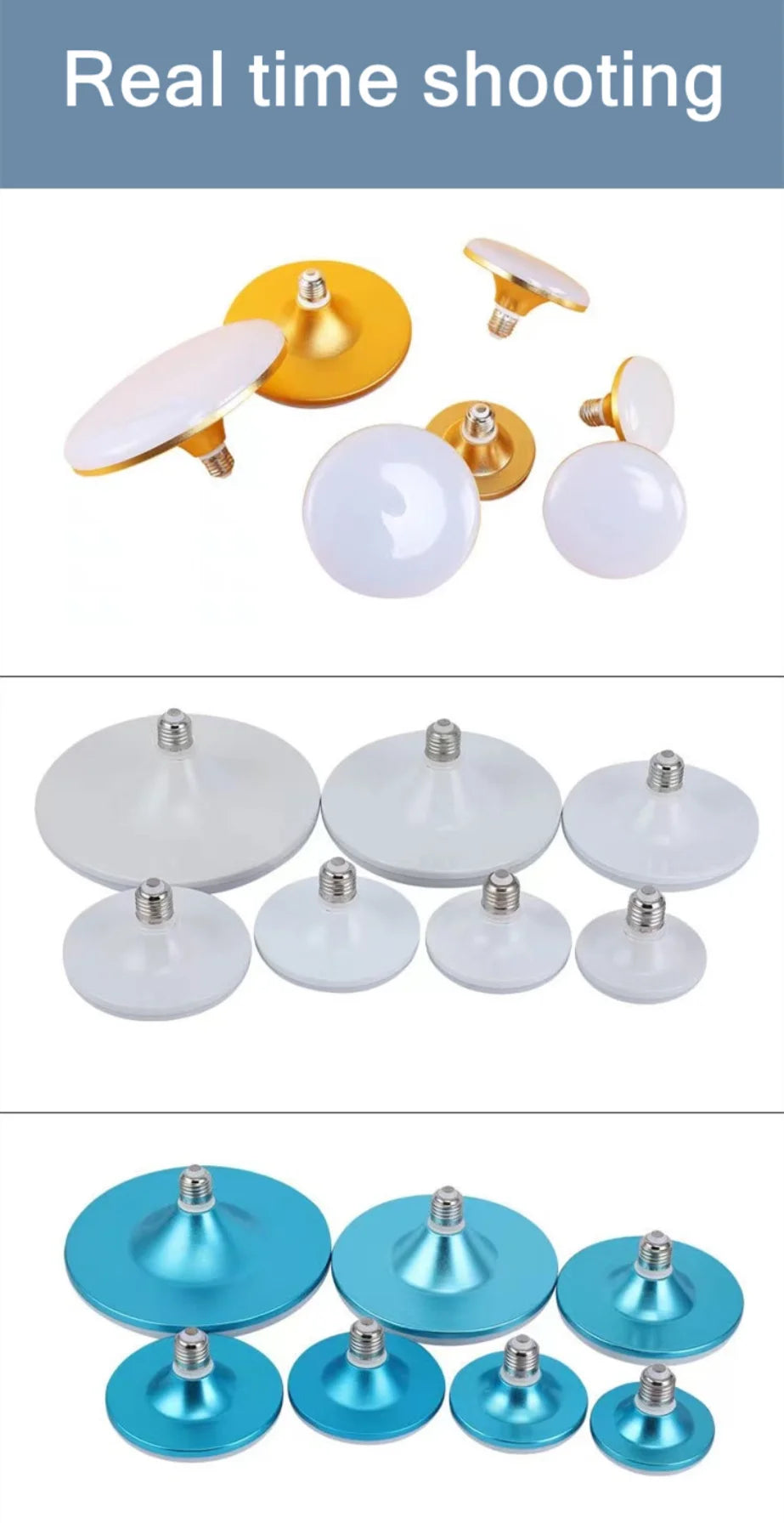 LED Bulb AC 220V E27 Base Household Energy Saving Lamp 12W 15W 40W 60W Indoor Lighting Flying Saucer Light 3500K Ceiling Lamp