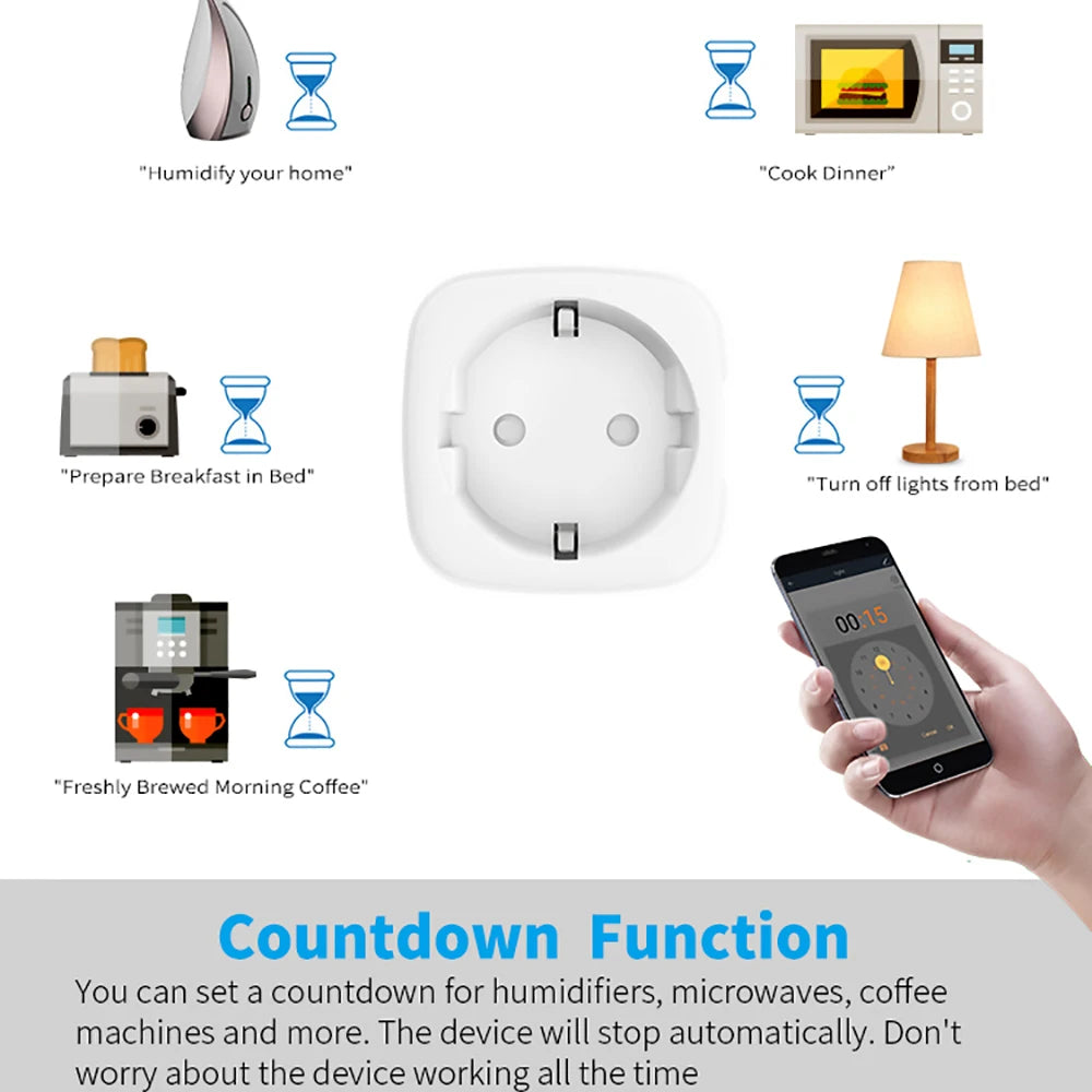 Smart Plug WiFi Socket EU 16A/20A With Power Monitor Timing Function Tuya Smart Life APP Works With Alexa Google Home