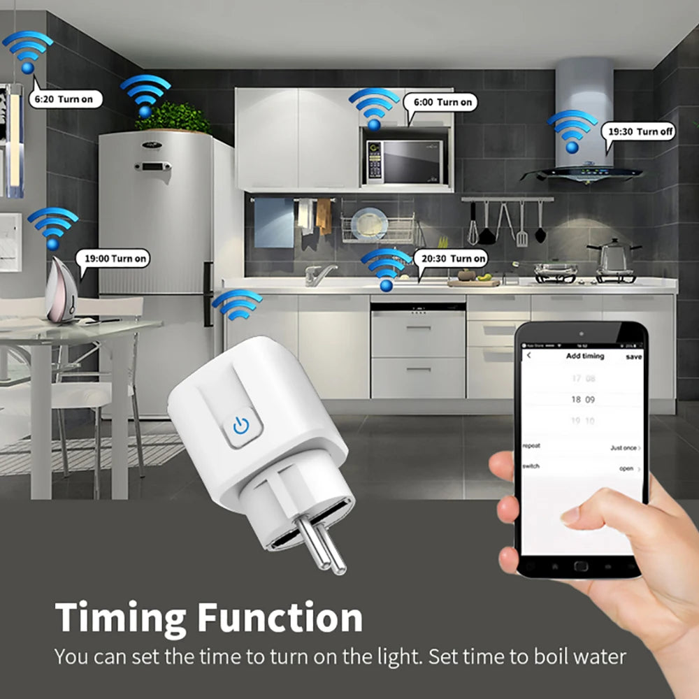 Smart Plug WiFi Socket EU 16A/20A With Power Monitor Timing Function Tuya Smart Life APP Works With Alexa Google Home