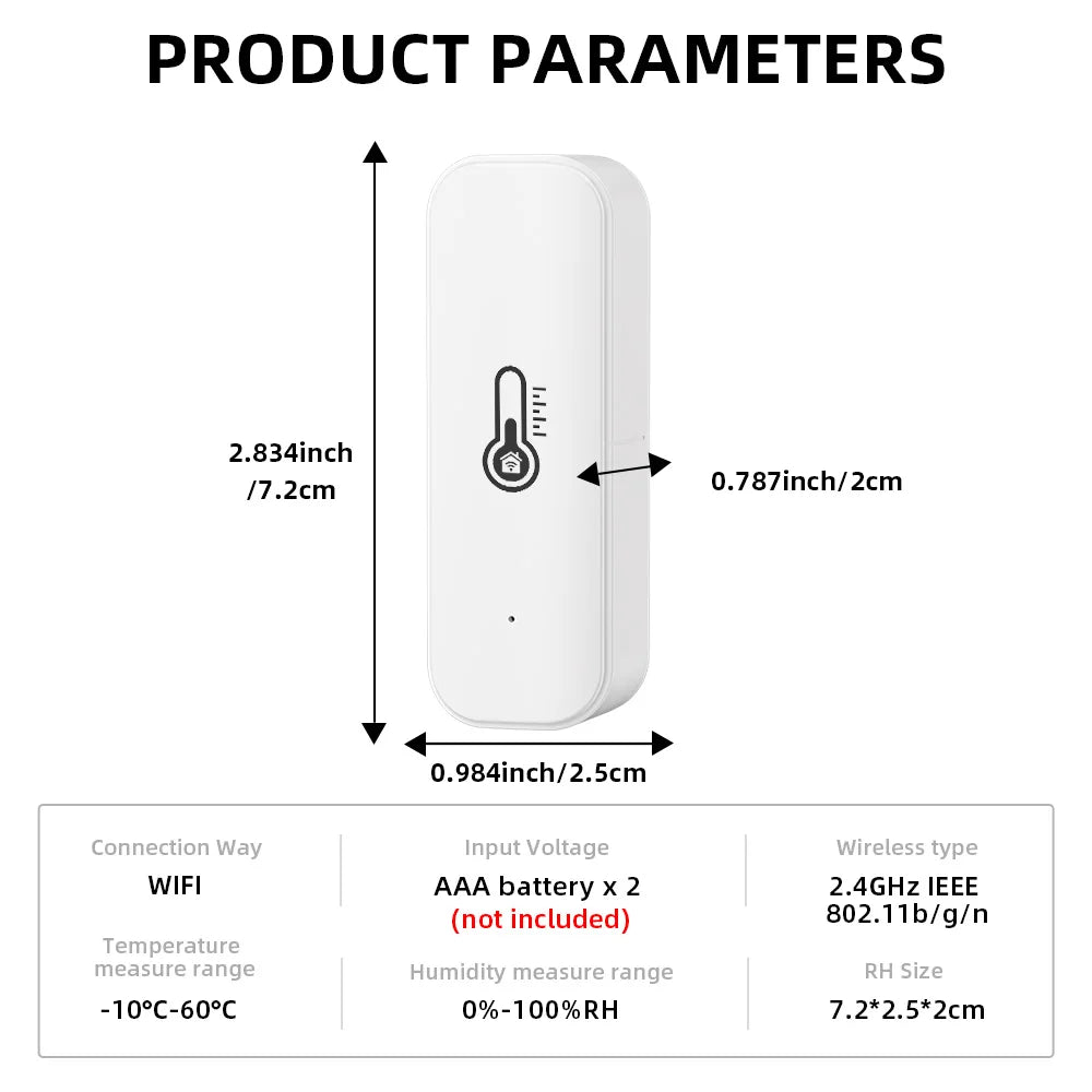 WiFi Temperature Humidity Sensor (2PCS Tuya Zigbee) Home Connected Thermometer Compatible With Smart Life Alexa Google Assistant