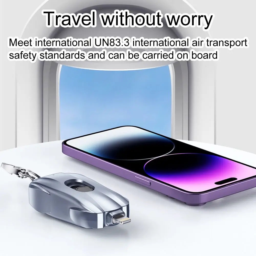 Portable Mini Power Bank Keychain Ultra-Thin Emergency Charger For Iphone Android Smartphone. 1500mAh